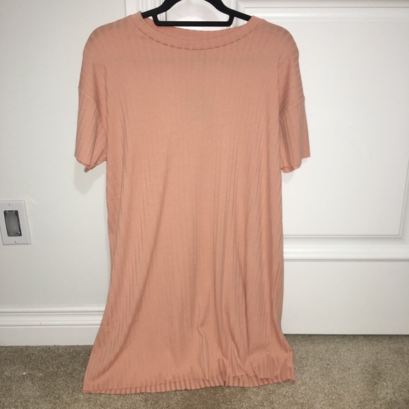 Apricot Ribbed Knit T-shirt Dress - Picture 1 of 2